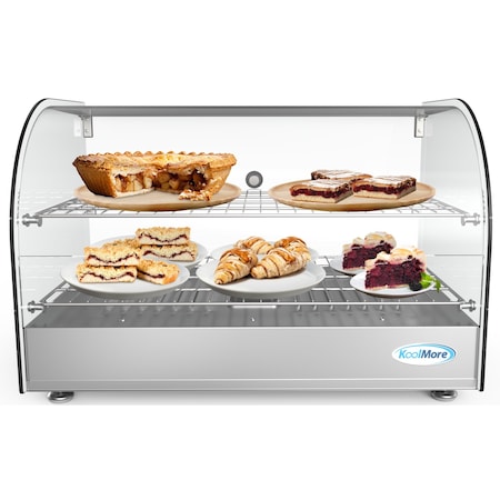 Koolmore 22" Commercial 2 Shelf Countertop Food Warmer Display Case - 1.5. cu ft., Silver, Model: HDC-1.5C